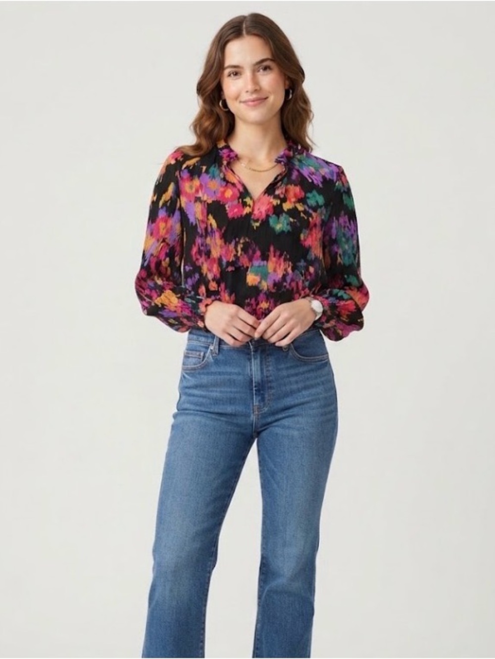 JODIFL Floral Abstract Print Blouse